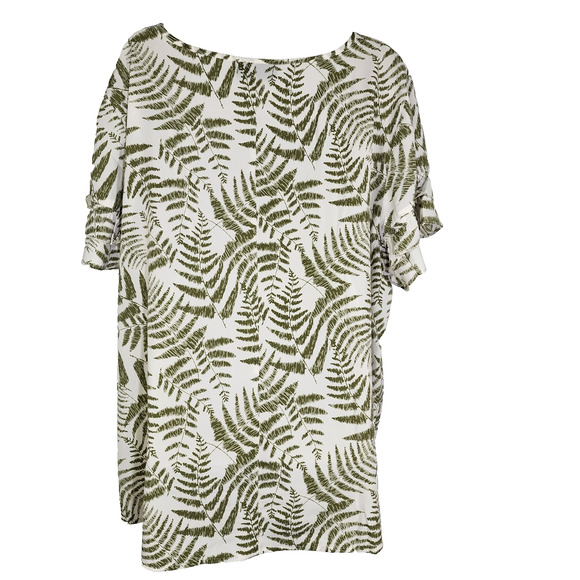 Lane Bryant Womens Flutter-Sleeve Crew Neck Top Sz 22 Olive Leaves Floral Whimsy - Picture 2 of 9